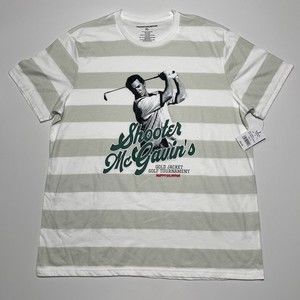 HAPPY GILMORE - T-SHIRT TEE MEN’S Medium WHITE Striped MCGAVIN GRAPHIC PRINT NWT